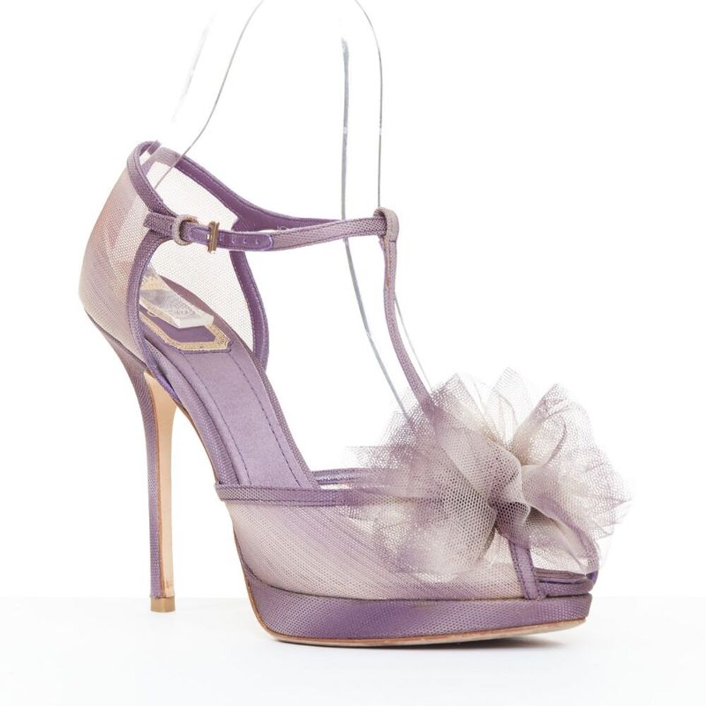 Christian Dior lilac purple nude ombre satin tulle sandals
